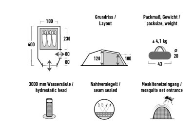 Leichtzelt Falcon für 2-3 Personen