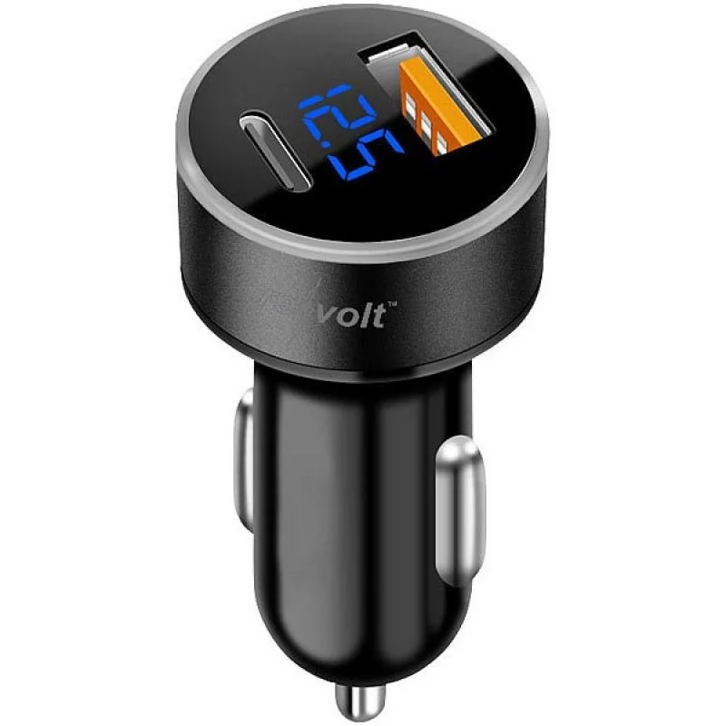2-Port USB-C/-A Ladeadapter mit Spannungsanzeige 2-Port USB-C/-A Ladeadapter mit Spannungsanzeige